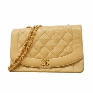 Chanel Diana Matelasse Chain Shoulder Bag in Beige Lambskin for Women